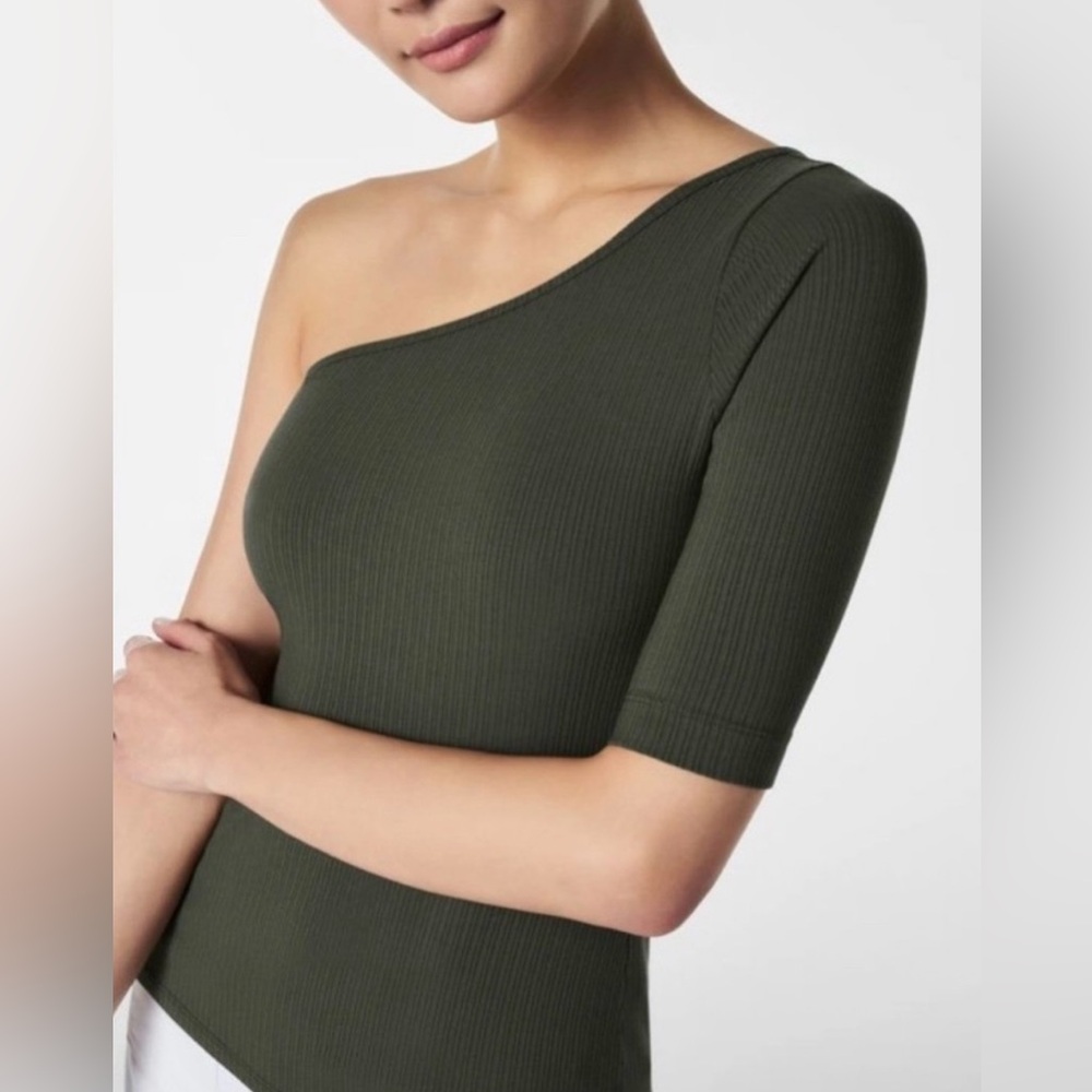 NWT Spanx Stretch Rib One Shoulder Top - Picture 3 of 9